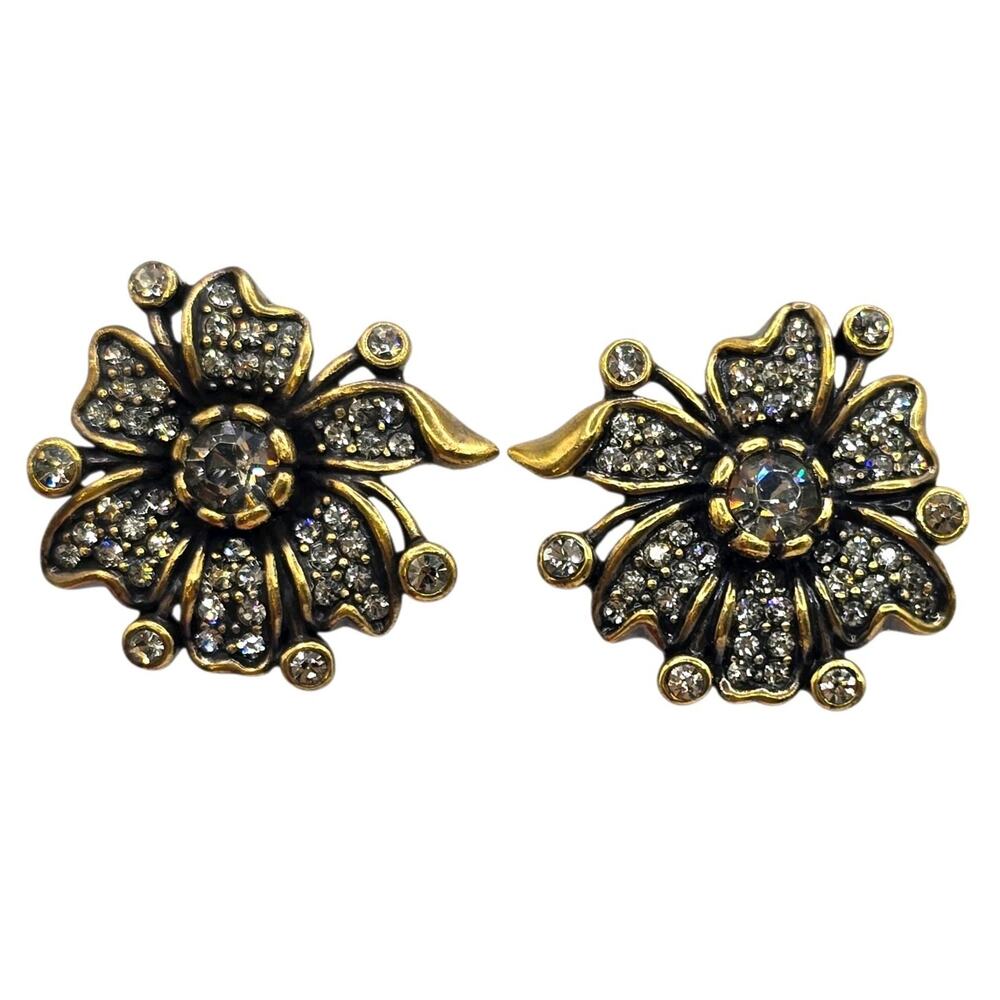 Earrings Heidi Daus Flower Blossoming Beauty Collection Antique Bronze Gold Tone